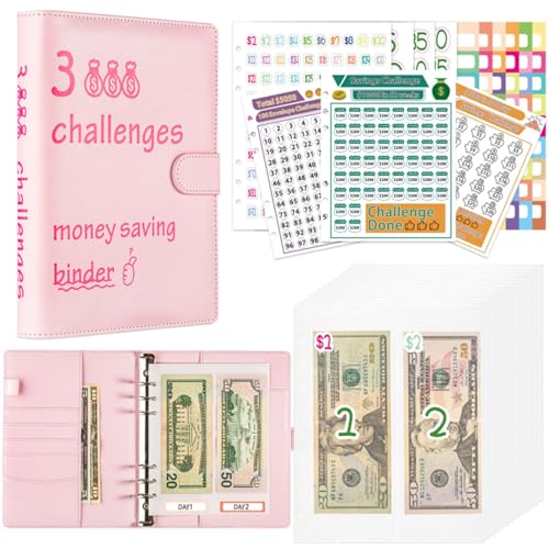 A5 Budget Planner Deutsch Ringbuch Bugetplaner Budget Binder Finanzplaner Budget Sparen Mappe Sparbuch Geld Organizer für Cash Stuffing Geschenk mit 100 Binder Taschen (Rosa) von Drawelry