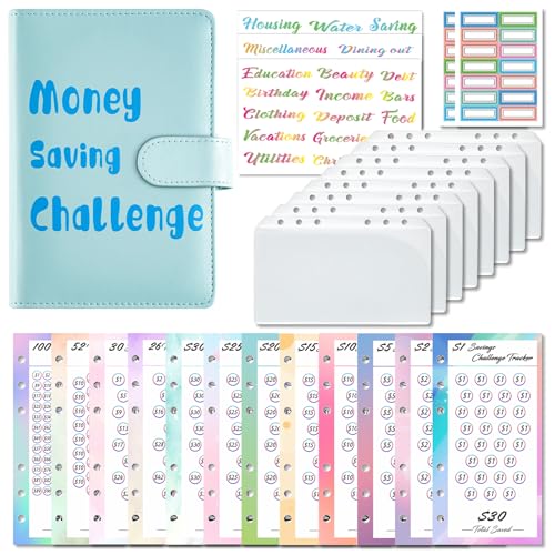 Budget Planner Deutsch A6 Budget Binder Geld Organizer Ringbuch Finanzplaner Sparen Mappe 100 Envelope Challenge Binder, Cash Stuffing Startset (Blau) von Drawelry