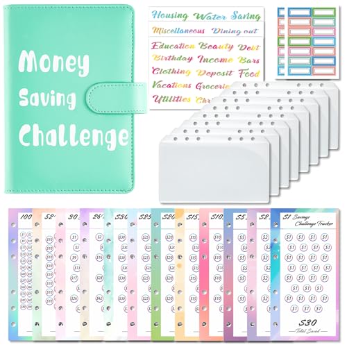 Budget Planner Deutsch A6 Budget Binder Geld Organizer Ringbuch Finanzplaner Sparen Mappe 100 Envelope Challenge Binder, Cash Stuffing Startset (Hellgrün) von Drawelry