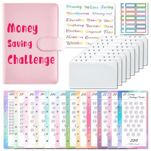 Budget Planner Deutsch A6 Budget Binder Geld Organizer Ringbuch Finanzplaner Sparen Mappe 100 Envelope Challenge Binder, Cash Stuffing Startset (Rosa) von Drawelry