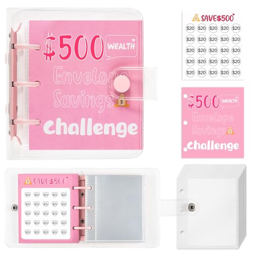 Budget Planner Deutsch Budget Planer Geld Organizer, Mini Binder Taschen Ringbuchordner für Finanzplaner Budget Sparen Mappe Cash Stuffing Startset Weihnachten Geburtstag Geschenk (Rosa-500) von Drawelry