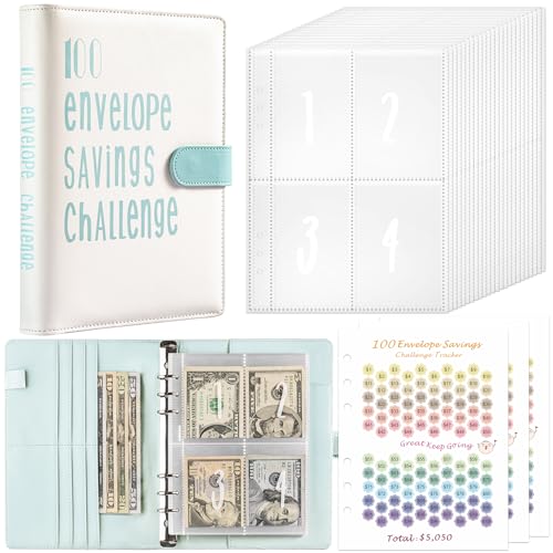 Budget Planner Deutsch Budget Planer Geld Organizer mit 100 Binder Taschen A5 Mulitfarbig Ringbuchordner für Finanzplaner Budget Sparen Mappe Cash Stuffing Startset Geburtstags Geschenk (Blau) von Drawelry