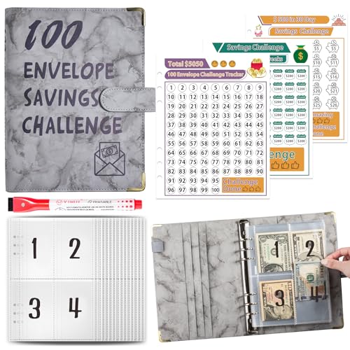 Budget Planner Deutsch Budget Planer Geld Organizer mit 100 Binder Taschen A5 Mulitfarbig Ringbuchordner für Finanzplaner Budget Sparen Mappe Cash Stuffing Startset Geburtstags Geschenkk (Grau) von Drawelry