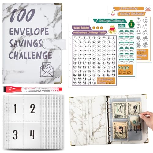 Budget Planner Deutsch Budget Planer Geld Organizer mit 100 Binder Taschen A5 Mulitfarbig Ringbuchordner für Finanzplaner Budget Sparen Mappe Cash Stuffing Startset Geburtstags Geschenkk (Weiß) von Drawelry