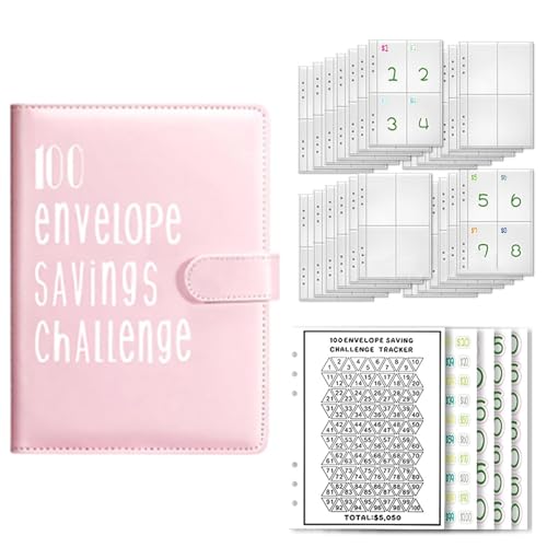 Budget Planner Deutsch Budget Planer Geld Organizer mit 100 Binder Taschen A5 Ringbuchordner für Finanzplaner Budget Sparen Mappe Cash Stuffing Startset Geburtstags Geschenk (Pink) von Drawelry