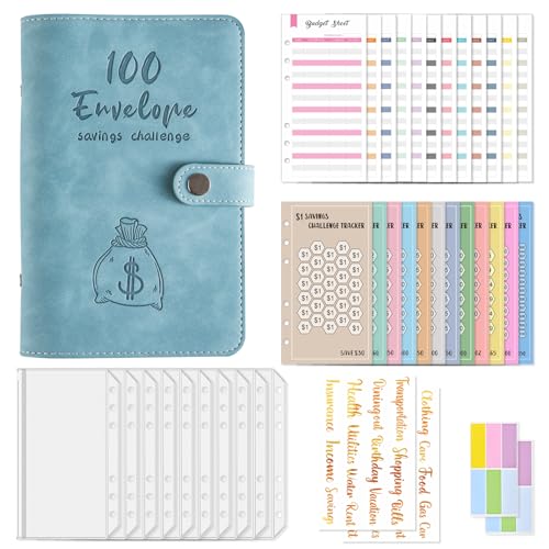 Budget Planner Deutsch Budget Planer Geld Organizer mit 100 Tage Binder Taschen Retro A6 Ringbuchordner für Finanzplaner Budget Sparen Mappe Cash Stuffing Startset Geburtstags Geschenkk (Grün) von Drawelry