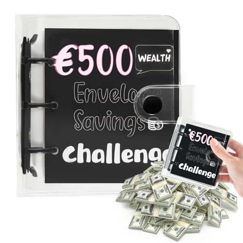 Budget Planner Deutsch EURO Budget Planer Geld Organizer, Mini Binder Taschen Ringbuchordner für Finanzplaner Budget Sparen Mappe Cash Stuffing Startset Weihnachten Geburtstag Geschenk (Schwarz1) von Drawelry