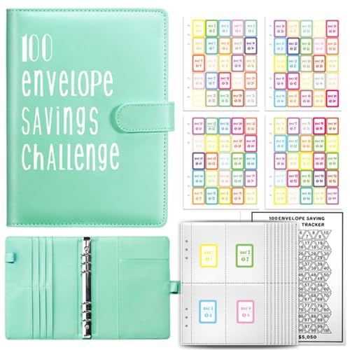 Budget Planner Ringbuch A5 Budget Planer Geld Organizer mit 100 Binder Taschen Finanzplaner Budget Sparen Mappe Cash Stuffing Startset Geburtstags Geschenk (Grün) von Drawelry