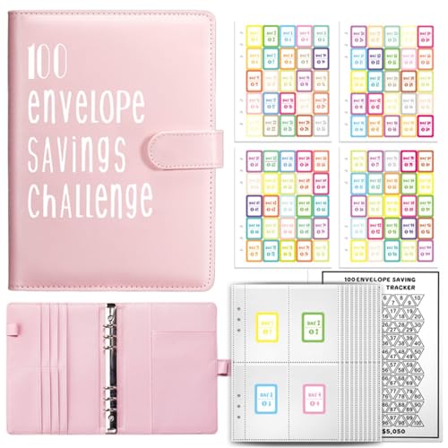 Budget Planner Ringbuch A5 Budget Planer Geld Organizer mit 100 Binder Taschen Finanzplaner Budget Sparen Mappe Cash Stuffing Startset Geburtstags Geschenk (Rosa) von Drawelry