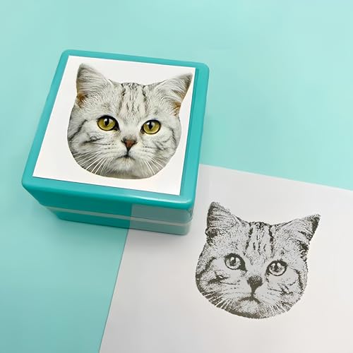 Drawelry Personalisiert Haustier Stempel mit Foto und Namen Gravur Quadratisch Gummi Stempelplatte Mehrfarbig Hunde Katzen Gesicht Portrait Bild Stempel für Weihnachten Geburtstags Geschenke (C) von Drawelry