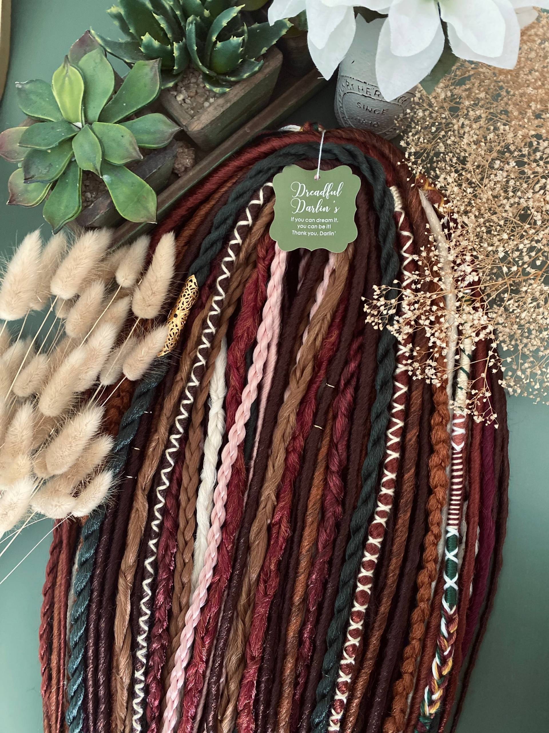 Herbstmischungen Wikinger Dread-Set | Volles Set = 50 Doppelendige Dreadlocks Dreadlock-Erweiterungen. Faux Dreads. Wählen Sie Ihre Menge von DreadfulDarlins