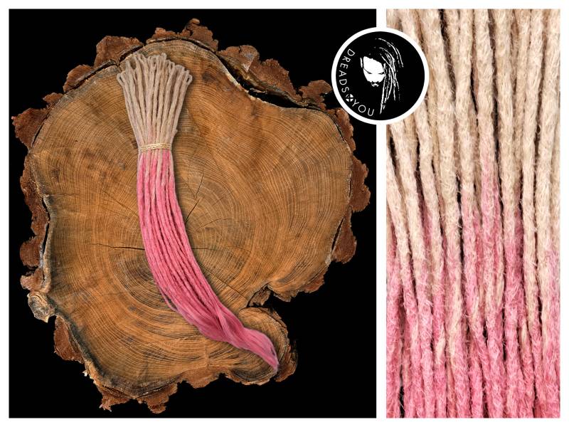 Sonderpreis Dreadlock Extensions Lichtblond Zu Rosa Ombre 35-40cm Ø 4-6mm Single Endet Europ. Echthaar Zum Einflechten von Dreads4youShop