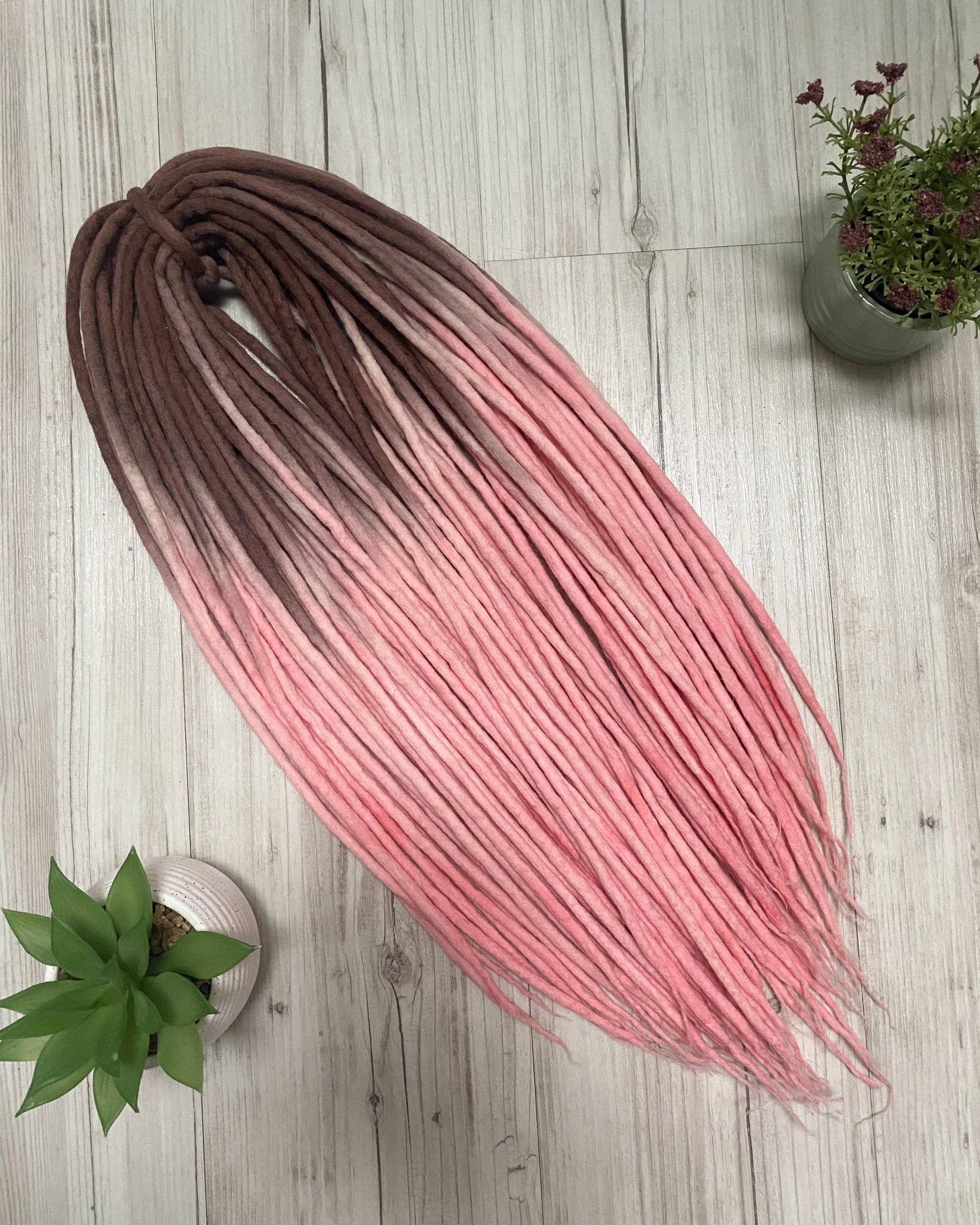 Schurwolle Für Dreads Braun-Rosa Ombre von DreadsByBarrietta