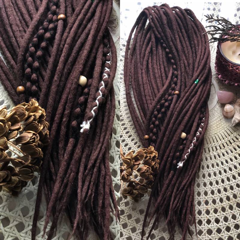 Dunkelbraune "'milchschokolade'' Wolle Doppelendige Single Endend Dreads Merino Dreadlocks von DreadsByHolly