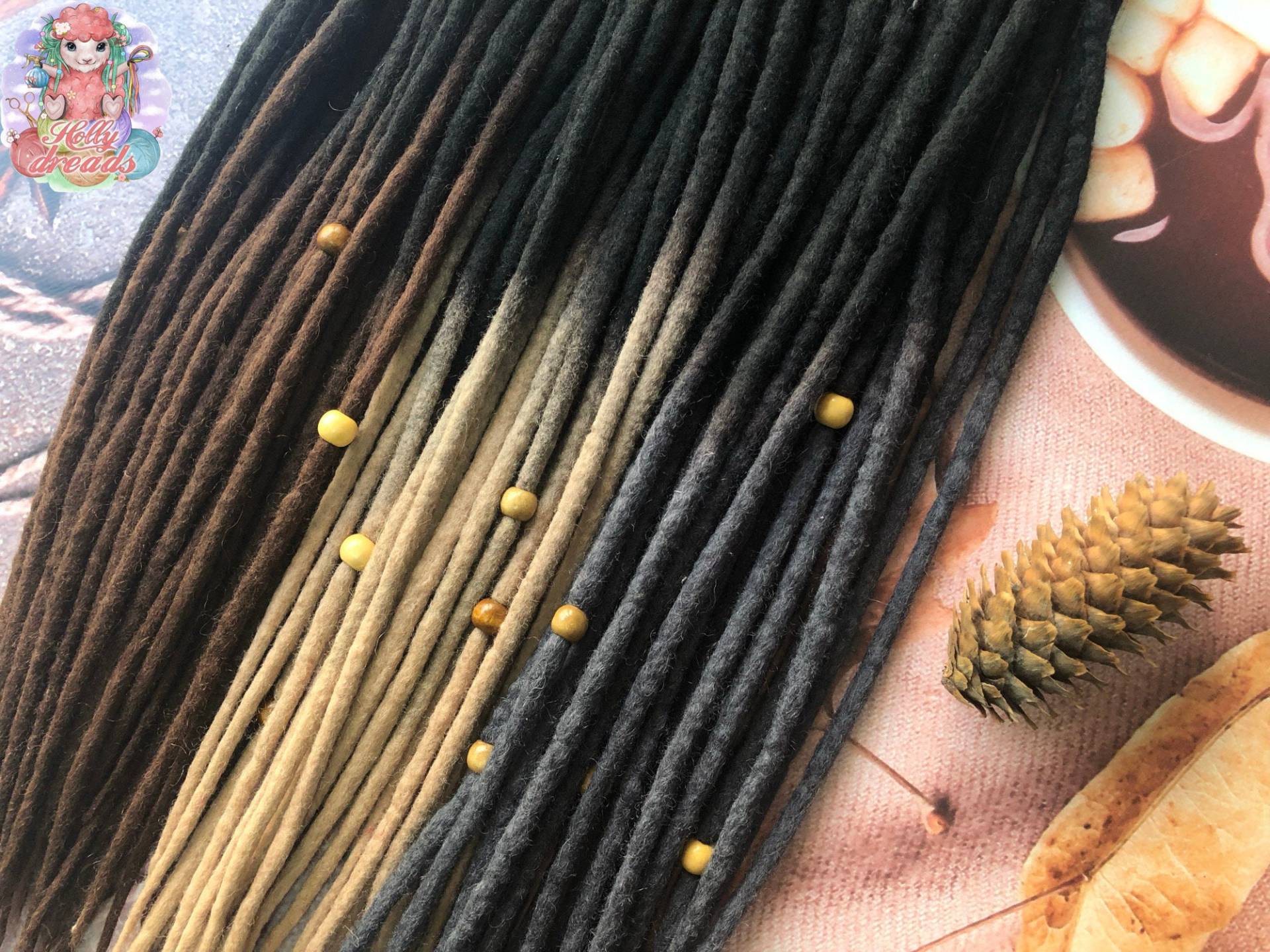 Wolle Doppelendige Einseitige Dreadlocks Ombre Schwarz-Braun Schwarz-Dunkelgrau Schwarz-Beige Dunkelblonde Merino von DreadsByHolly