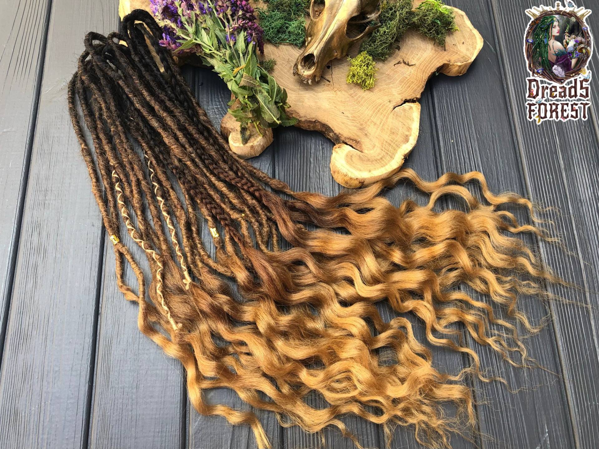 Bohemian Soft Curl Extensions Natürlicher Look Synthetisch Schwarz Braun Sahara Blond Dunkelblond Ombre Dreads Haarverlängerungen Dreadlocks Boho von DreadsForest