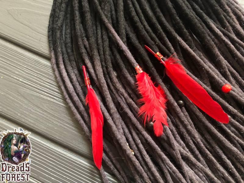 Woll-Ombre-Dreadlocks in Den Farben Schwarz Und Dunkelgrau, Komplettes Set Mit Dreadverlängerungen Haaraccessoires von DreadsForest