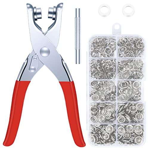 Druckknöpfe Kit Nähen Freie Knöpfe Set mit Metall Handdruckzange Werkzeug, Fünf-Krallen-Schnalle Stanzzange, Metallringknopf Druckknöpfe für Kleidung Basteln Leder Druckknöpfe Knöpfe für Jeans Tragen von Dreafly