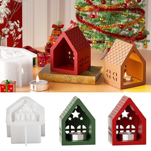 Silikonformen Gießformen Häuser, Silikonform Weihnachten 3D Silikonform Haus, Silikonformen Gießformen Weihnachten für die Herstellung von Kerzen, DIY Gießformen Silikon zur Weihnachtsdekoration von Dreaku