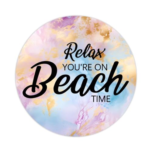 100 runde Aufkleber mit Wörtern und Zitaten, "Relax You're On Beach Time", Aufkleber für Karten, Umschläge, Siegel, Boxen, Urlaub, Weihnachtsgeschenke, Taschen, Verpackung, Partyzubehör, Dekoration, von DreamAutumn