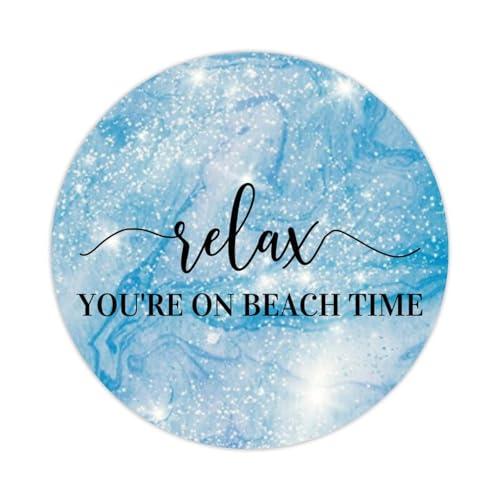 100 runde Aufkleber mit Wörtern und Zitaten, "Relax You're On Beach Time", Aufkleber für Karten, Umschläge, Siegel, Boxen, Urlaub, Weihnachtsgeschenke, Taschen, Verpackung, Partyzubehör, Dekoration, von DreamAutumn