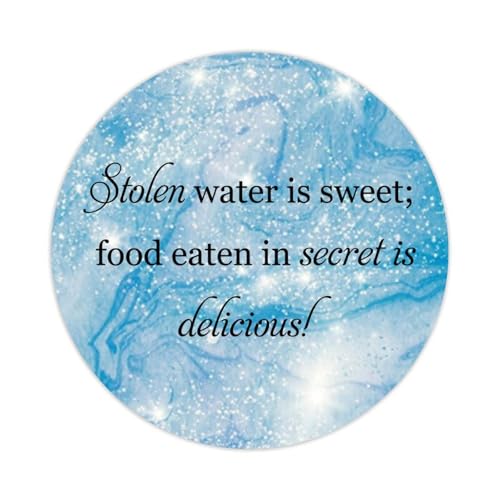 100 runde Aufkleber mit Zitaten, "Stolen Water is Sweet"; Food Eaten in Secret is Delicious; Aufkleber für Karten, Umschläge, Siegel, Boxen, Urlaub, Weihnachtsgeschenke, Taschen, Verpackung, von DreamAutumn