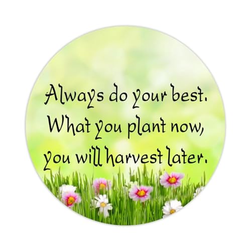 Always Do Your Best, What You Plant Now, You Will Harvest Later Runde Etiketten-Aufkleber, Bibelspruch-Aufkleber für Wasserflasche, Gepäck, Laptop, Computer, Umschläge, Kartons, 3,8 cm, 100 Stück von DreamAutumn