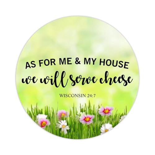 "As for Me & My House We Will Serve Cheese Wisconsin 24: 7 runde Etiketten-Aufkleber, 100 Stück, Bibelvers Spruch Kreis-Aufkleber für Wasserflasche, Gepäck, Laptop, Computer, Umschläge, Siegel, von DreamAutumn