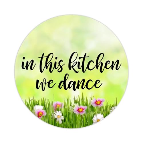 In This Kitchen We Dance Runde Etiketten-Aufkleber, 3,8 cm, Positiver Schriftzug, Spruch, Aufkleber für Laptop, Computer, Tassen, Umschläge, Wasserflasche, Rucksack, 100 Stück von DreamAutumn