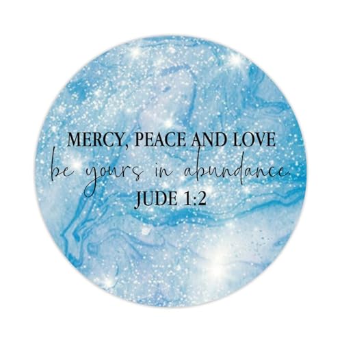 "Mercy Peace and Love Be Yours in Abundance.Jude 1: 2 runde Etiketten-Aufkleber, 5,1 cm, positiver Schriftzug, Spruch, Kreis-Aufkleber für Laptop, Computer, Tassen, Umschläge, Wasserflasche, Rucksack, von DreamAutumn