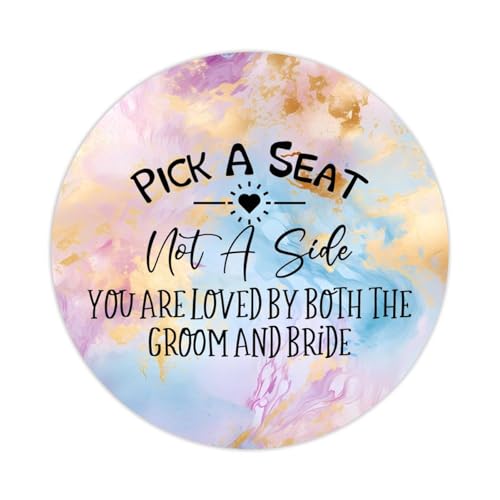 "Pick A Seat Not A Side You are Loved by Both The Groom and Bride", runde Etiketten-Aufkleber, Bibelspruch für Wasserflasche, Gepäck, Laptop, Computer, Umschläge, Kartons, 5,1 cm, 100 Stück von DreamAutumn