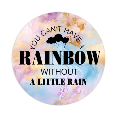 Runde Aufkleber mit Zitaten "You Can't Have A Rainbow Without A Little Rain", Aufkleber für Karten, Umschläge, Siegel, Boxen, Urlaub, Weihnachtsgeschenke, Taschen, Verpackung, Partyzubehör, von DreamAutumn