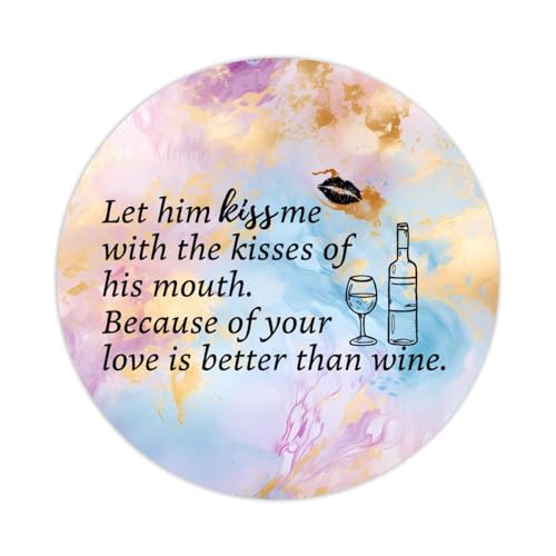 Runde Etiketten-Aufkleber, 3,8 cm, 100 Stück, Let Him Kiss Me with The Kisses of His Mouth, Because of Your Love is Better Than Wine, Etikettenaufkleber für Boxen, Laptop, Umschlag, Siegel, Glas, von DreamAutumn