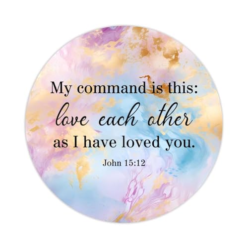 Runde Etiketten-Aufkleber, 5,1 cm, 100 Stück, "My Command is This Love Each Other As I Have Loved You.John 15: 12 Etiketten-Aufkleber für Boxen, Laptop, Umschlag, Siegel, Glas, Wasserflaschen, von DreamAutumn