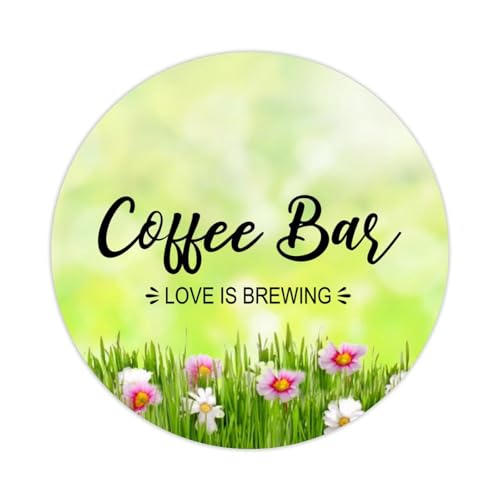 Runde Etiketten mit Aufschrift "Coffee Bar Love is Brewing", 5,1 cm, positiver Schriftzug, Spruch, Aufkleber für Laptop, Computer, Tassen, Umschläge, Wasserflasche, Rucksack, 100 Stück von DreamAutumn