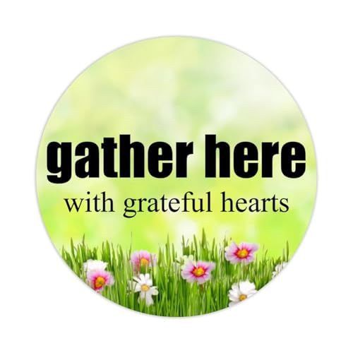 Runde Etiketten mit Aufschrift "Gather Here with Grateful Hearts", 3,8 cm, positive Beschriftung, Spruch, Aufkleber für Laptop, Computer, Tassen, Umschläge, Wasserflasche, Rucksack, 100 Stück von DreamAutumn