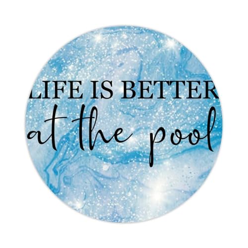 Runde Etiketten mit Aufschrift "Life is Better at The Pool", 5,1 cm, positive Beschriftung, Spruch, Aufkleber für Laptop, Computer, Tassen, Umschläge, Wasserflasche, Rucksack, 100 Stück von DreamAutumn