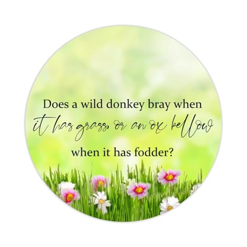 Runde Etikettenaufkleber, 5,1 cm, 100 Stück, "Does A Wild Donkey Bray When It Has Grass Or An Ox Bellow When It Has Fodder Label Decals for Boxes Laptop Envelope Seal Jar Water Bottles Phone von DreamAutumn