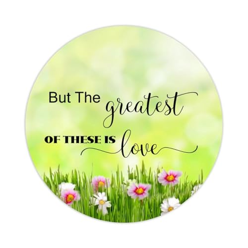 Runde Etikettenaufkleber "But The Greatest of These is Love", 5,1 cm, Positiver Schriftzug, Spruch, Aufkleber für Laptop, Computer, Tassen, Umschläge, Wasserflasche, Rucksack, 100 Stück von DreamAutumn