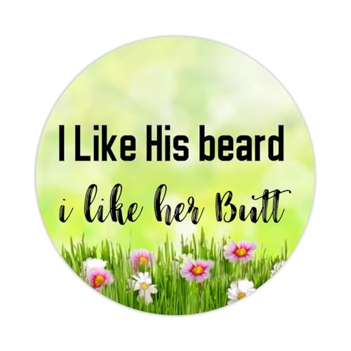 Runde Etikettenaufkleber "I Like His Beard I Like Her Butt", 5,1 cm, Positiver Schriftzug, Spruch, Aufkleber für Laptop, Computer, Tassen, Umschläge, Wasserflasche, Rucksack, 100 Stück von DreamAutumn