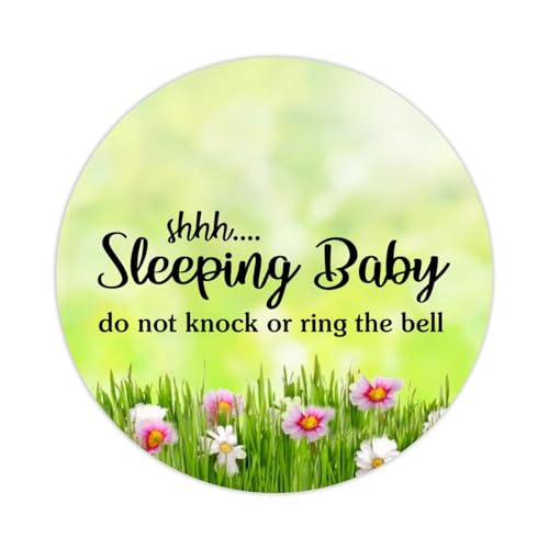 Rundes Etiketten-Aufkleber "Sleeping Baby Do Not Knock Or Ring The Bell", 5,1 cm, Positiver Schriftzug, Spruch, Aufkleber für Laptop, Computer, Tassen, Umschläge, Wasserflasche, Rucksack, 100 Stück von DreamAutumn