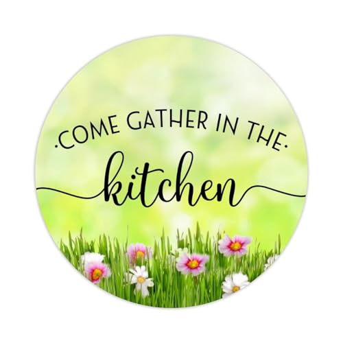 Vinyl-Aufkleber zum Abziehen und Aufkleben, Kreis-Aufkleber, "Come Gather in the Kitchen", mit inspirierenden Zitaten für Laptop, Umschläge, Gläser, Wasserflaschen, Goodie-Tüten, Verpackung, 5,1 cm, von DreamAutumn