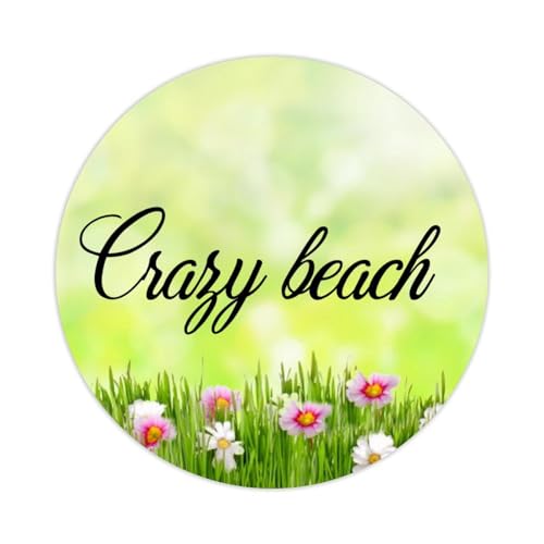 Vinyl-Aufkleber zum Abziehen und Aufkleben, Kreis-Aufkleber, Crazy Beach mit inspirierenden Zitaten für Laptop, Umschlag, Versiegelung, Glas, Wasserflaschen, Goodie Bags, Verpackung, 3,8 cm, 100 Stück von DreamAutumn