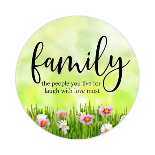 Vinyl-Aufkleber zum Abziehen und Aufkleben, Kreise, Aufschrift "Family The People You Live for Laugh with Love", mit Zitaten für Laptop, Umschläge, Glasflaschen, Leckerbissen, Verpackung, 5,1 cm, 100 von DreamAutumn