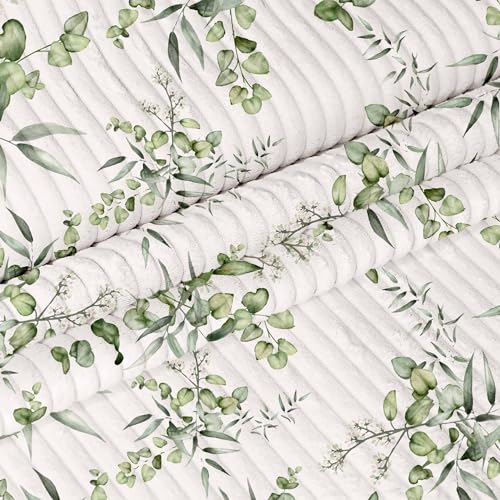 DreamRoots Cord Stoff Meterware Bedruckter Blumen Gewicht 380 g/m2 - Polsterstoff Cord Meterware 140 cm breit - Möbelstoff Meterware - Breitcord Meterware von DreamRoots