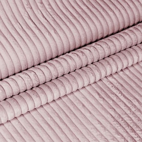 DreamRoots Cord Stoff Meterware Gewicht 380 g/m2 - Polsterstoff Cord Meterware 140 cm breit - Möbelstoff Meterware - Breitcord Meterware Silver Pink von DreamRoots