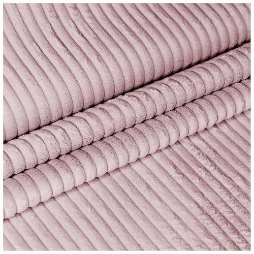 DreamRoots Cord Stoff Meterware Gewicht 380 g/m2 - Polsterstoff Cord Meterware 140 cm breit - Möbelstoff Meterware - Breitcord Meterware Silver Pink 1M von DreamRoots