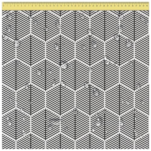 DreamRoots Segeltuch Wasserdicht - Polsterstoff Meterware 160 cm breit - Wasserabweisender Stoff 220 g/m2 600D - Markisenstoff Wasserdicht Meterware Hexagonal Black Laufmeter von DreamRoots