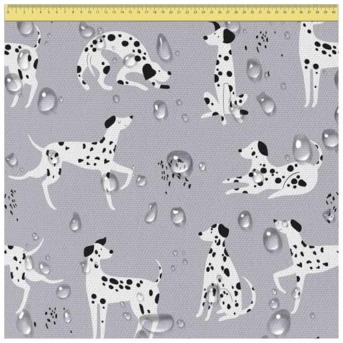 DreamRoots Segeltuch Wasserdicht - Polsterstoff Meterware 160 cm breit - Wasserabweisender Stoff 220 g/m2 600D - Markisenstoff Wasserdicht Meterware Cartoon Dalmatian Laufmeter von DreamRoots