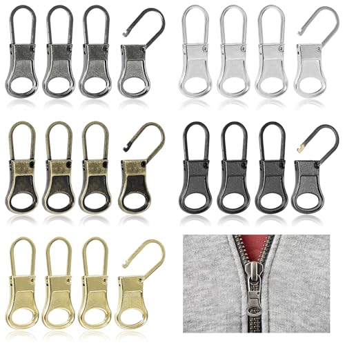 20 Stück Reißverschluss Zipper Set – 5 Farben Universal Zipper für Reißverschluss Reparatur, Metall Ersatz Anhänger, reisverschluss-zipper für Kleidung, Koffer, Rucksäcke, Geldbörse & Handtaschen von Dreamark